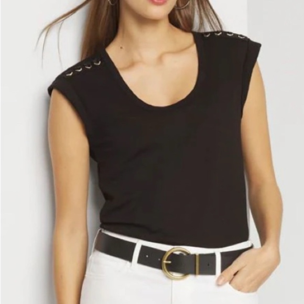 WHBM lace-up shoulder scoop neck top, XL